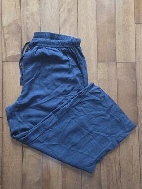 🆕️ Splendid Navy Blue Linen Blend Pull On Wide Leg Pants Size XXL
